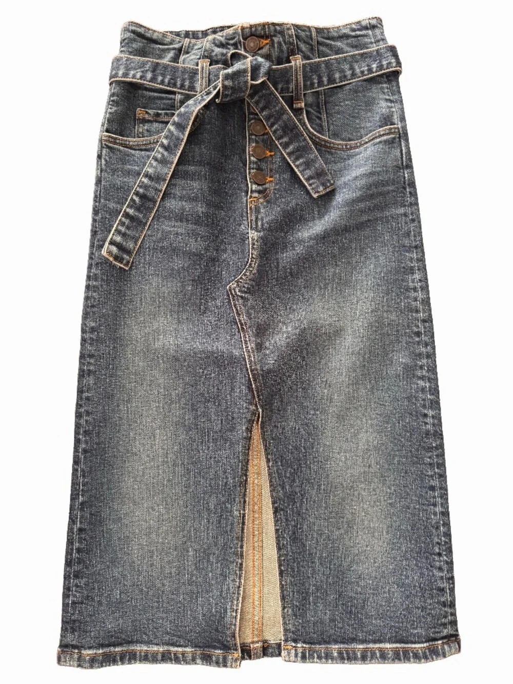 Veronica Beard High Waist Denim Pencil Skirt Tie Front Slit Size 2